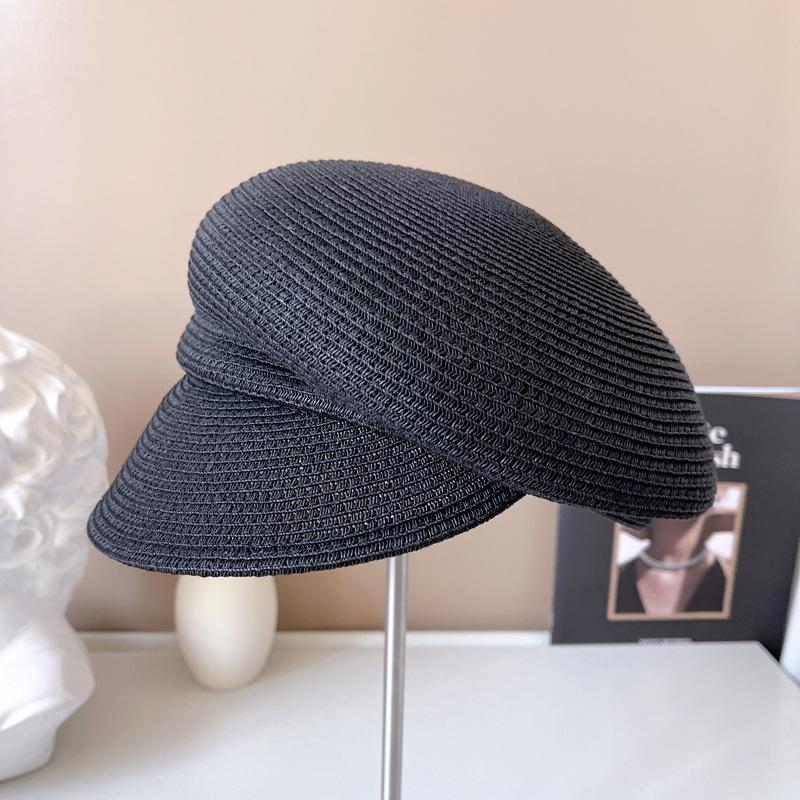 Japon yıldızı aynı kapaklı kadın moda düzensiz güneş koruyucu hasır şapka gazeteci şapkası rahat şövalye şapkası