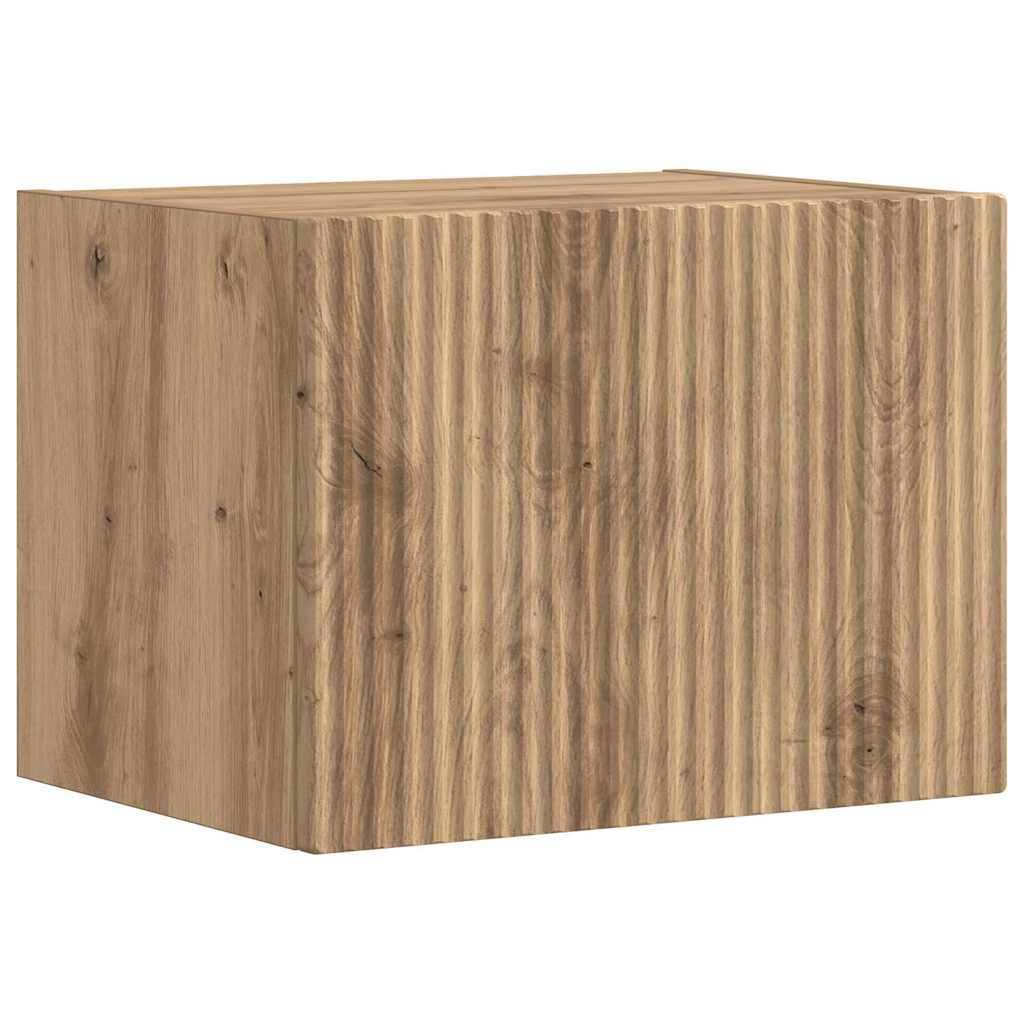 Wall Mounted TV Cabinet Rustic Oak Design 39 X 31 X 29.5 Cm