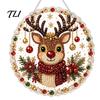 Transparent Acrylic Craft Decor Christmas DIY Faux Diamond Painting Hanging, Santa Wreath Pendant, Pearl Red Green Gifts Beads Kit for Wall