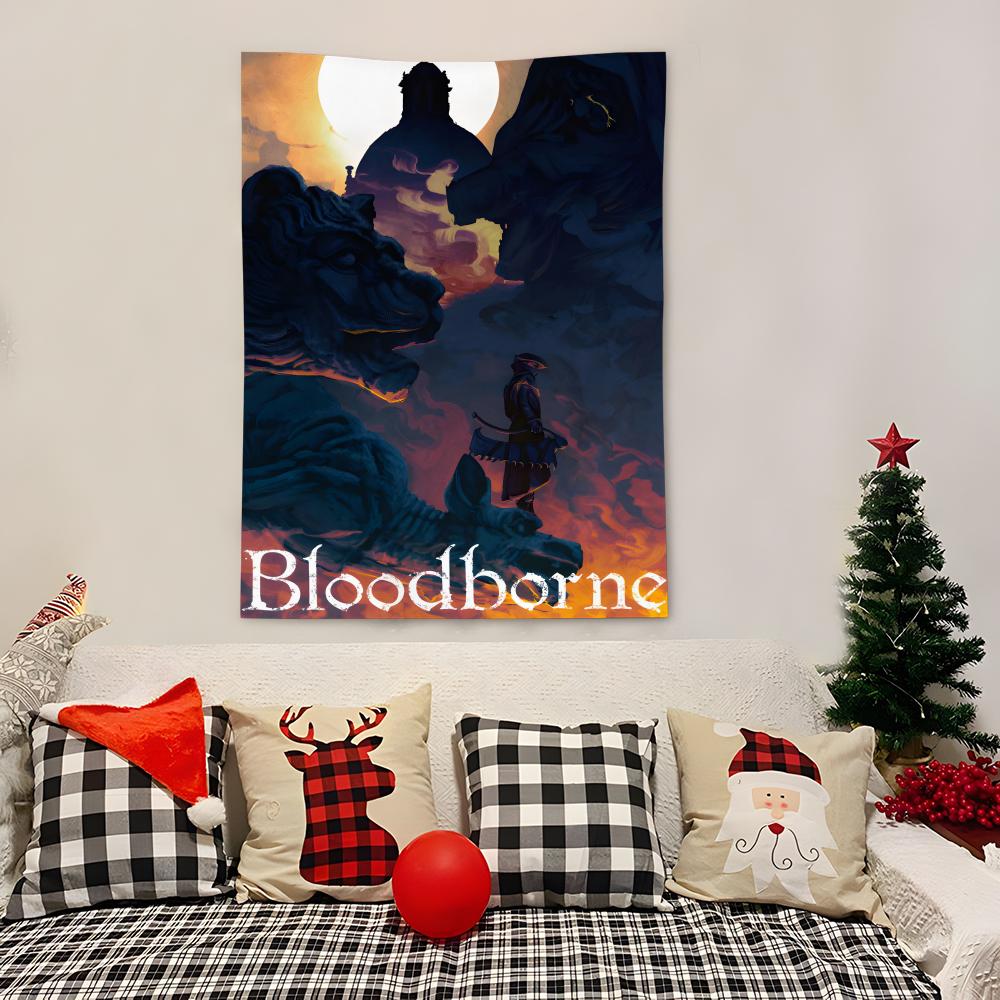 Game BBloodborne Tapestry Decoration Art Microfiber Background For Bedroom Living Bar Garden Outdoor Festival
