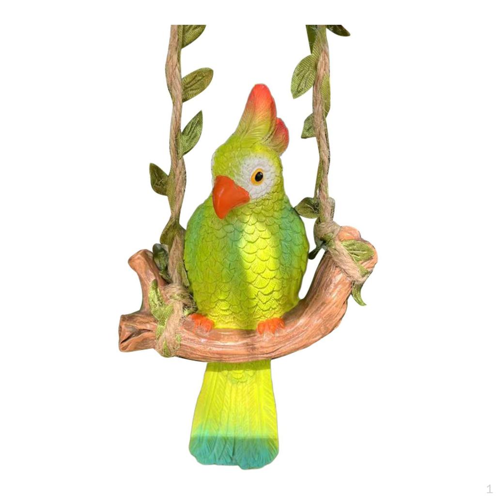 Hanging Parrot Statue Sculpture Decoration Cute Garden Accessory Lifelike Ornament Figurine