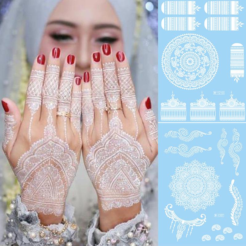 

Белые кружевные татуировки с антигеометрическим узором, свадебные татуировки, наклейки