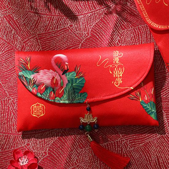 Geantă tradițională pentru bani norocos, reutilizabilă, din mătase artificială, cu atingere festivă, plic roșu de Anul Nou pentru ziua de naștere