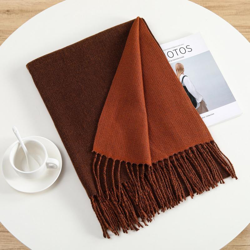 Stylish and simple solid color imitation cashmere commuting warm scarf for women can be used in all seasons, and commuting tassel is versatile.