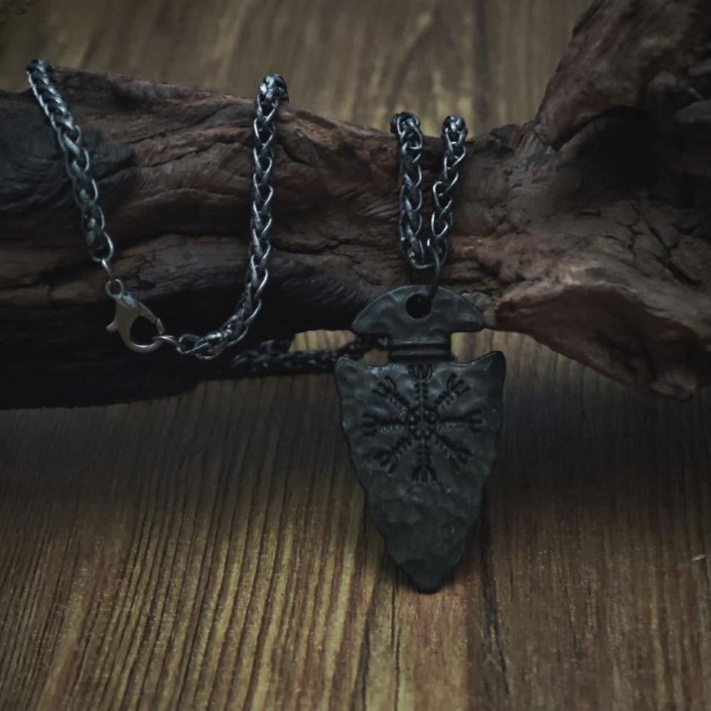 Vintage Viking Pirate Spear Rune Pendant Necklace Party Punk Necklaces Protector Wholesale Jewelry