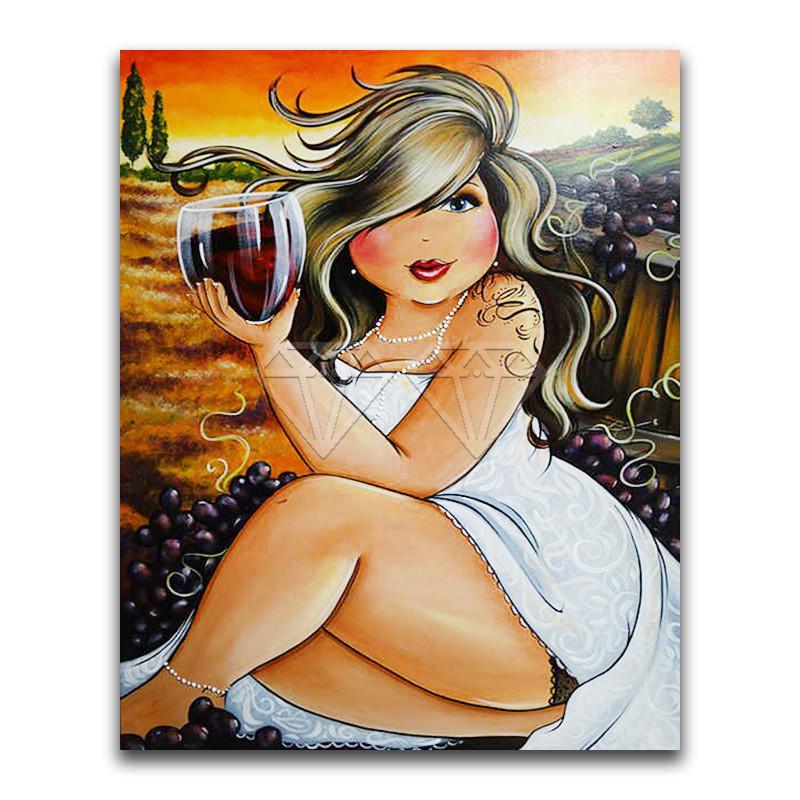 

5D DIY алмазная живопись толстая девушка дамы мультфильм милый домашний декор полная круглая алмазная вышивка крестиком Алмазная мозаика Full Round 40x50CM