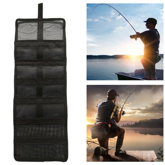 Roll-up Fishing Lure Storage Bag Waterproof PVC Multi-Pocket Fishing Bait Hook Accessories Organizer Pouch Fishing Enthusiasts Gift