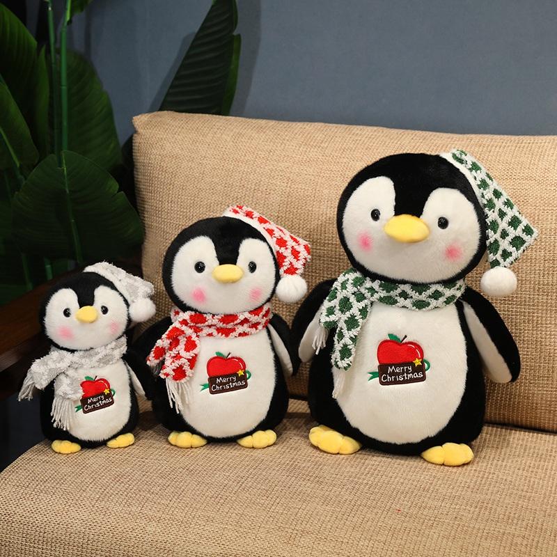 Cute Christmas Penguin Doll Influencer Christmas Scarf Penguin Baby Christmas Hat New Year Doll Throw Pillow Girl Gift