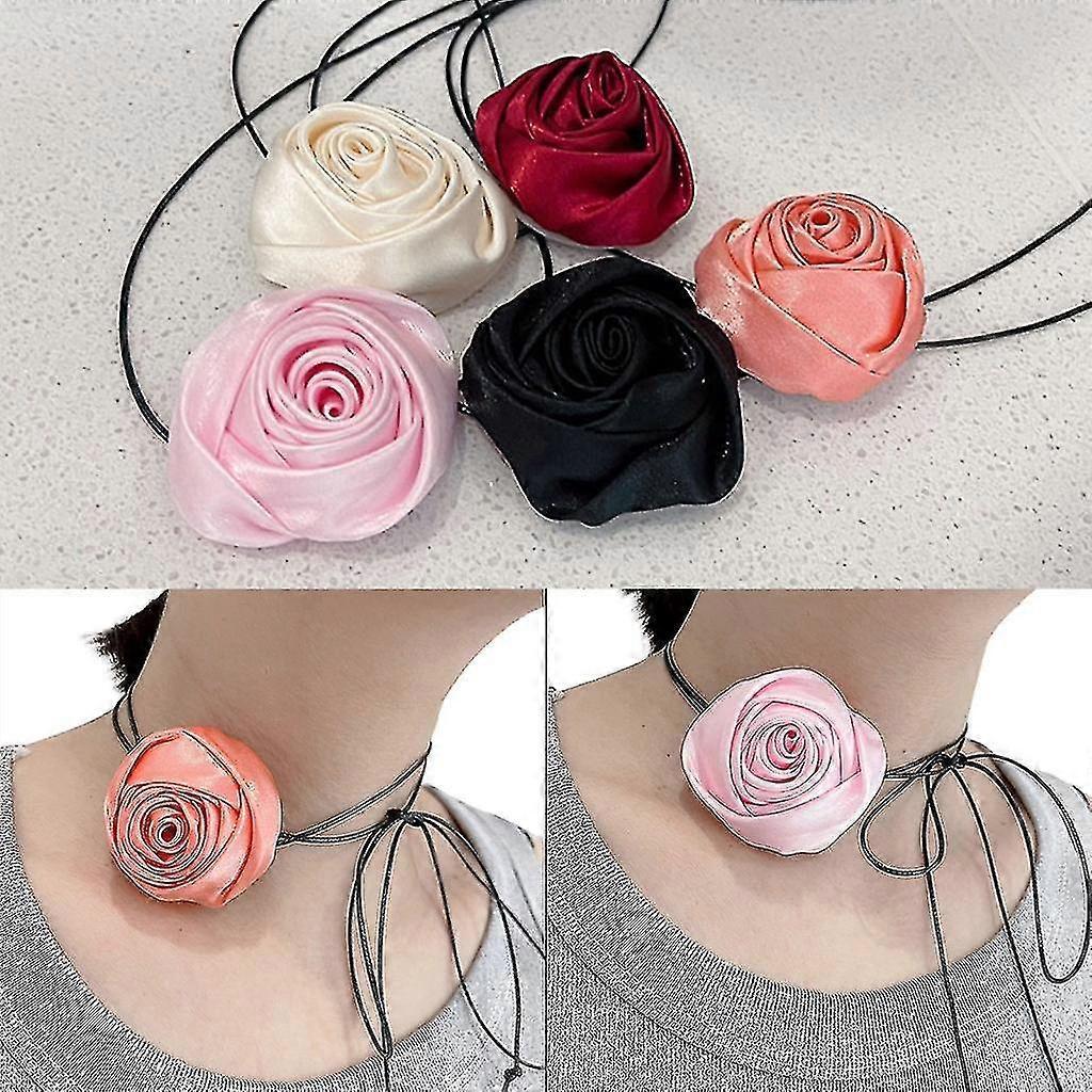 Fashion Rose Flower Choker Necklace Neckband Clavicle Chain Necklace Jewelry