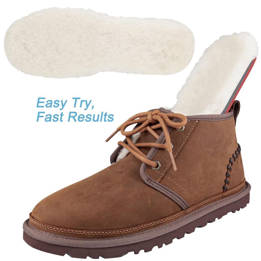 Men's UGG Sheepskin Insoles with UGG Fleece, Warm and Fluffy Insoles (Size: 28cm)