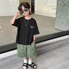 2025 New Kids' 100% Cotton Korean Style Oversized T-Shirts - Breathable Loose Fit Casual Top with Trendy Graphic Tees for Boys
