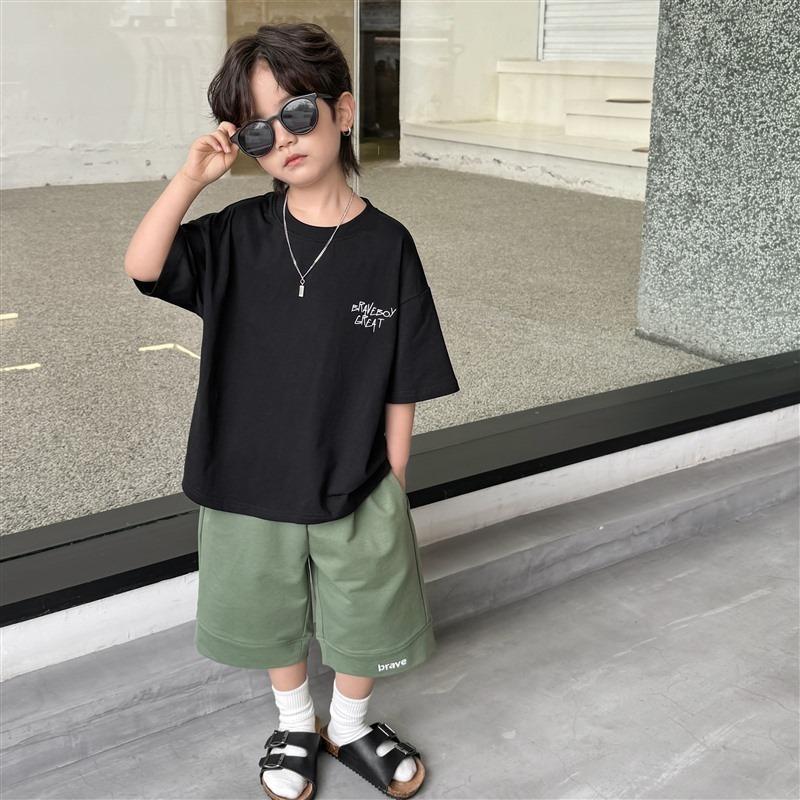 2025 New Kids' 100% Cotton Korean Style Oversized T-Shirts - Breathable Loose Fit Casual Top with Trendy Graphic Tees for Boys