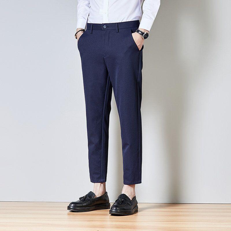 Men's Nine-Point Casual Pants, Slim Fit Tapered Korean Style Trendy Spring and Autumn New Dress Pants for Men 71856