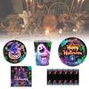 Party Halloween Tableware Set Luminous Plate Cups Napkins Tablecloth Celebration