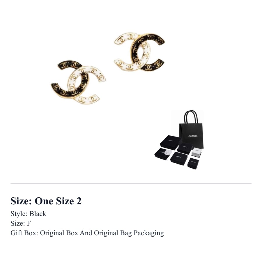 CHANEL Metal Stud Earrings Women's Black/White ABC996-B16125-NW385