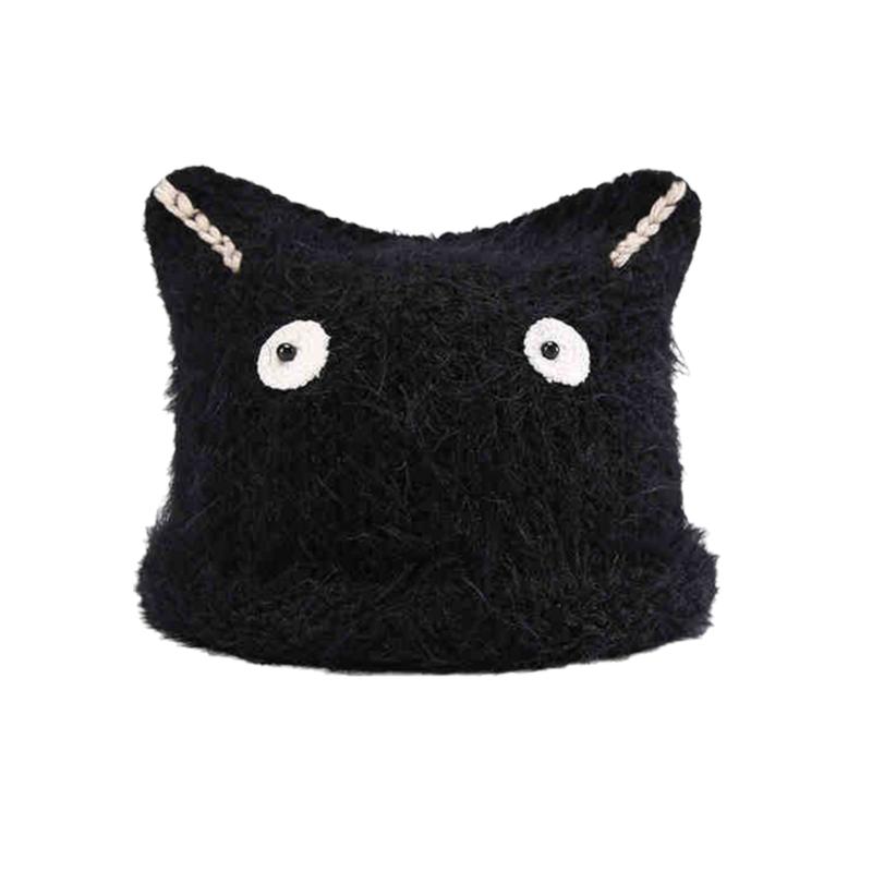 Novelty Cats Ear Skull Hat for Female Girl Outdoor Sport Hat Adult Casual Street Wear Warm Skull Hat for Cycling Skiing