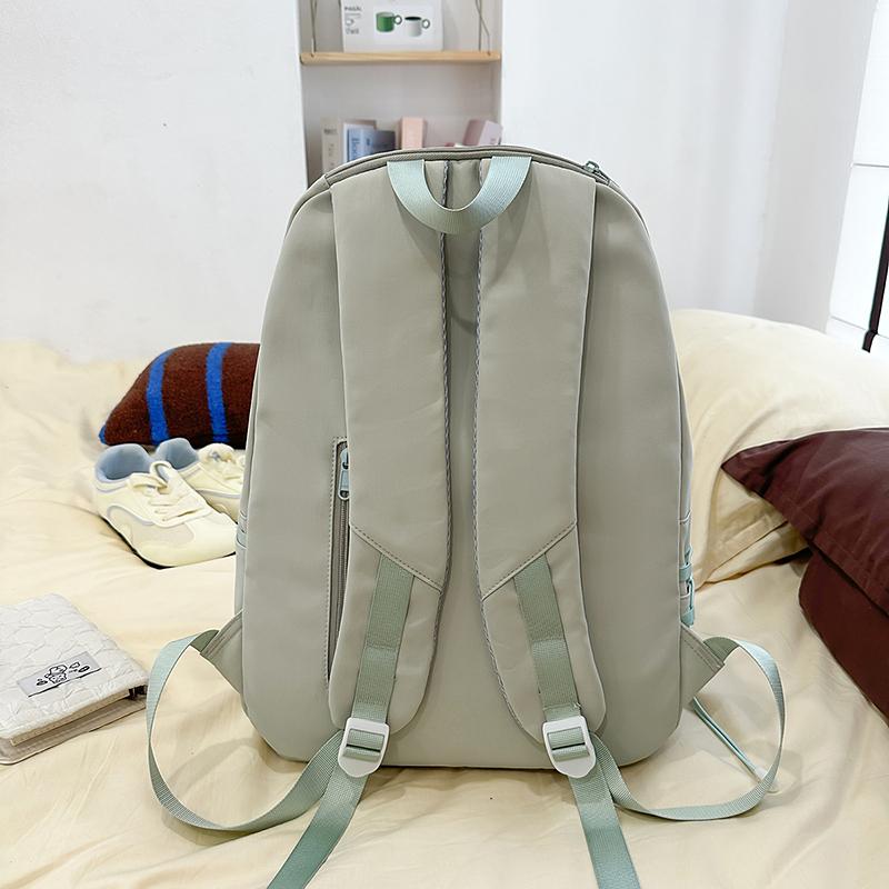 Solid Color Backpack Women's Large Capacity College Style Backpack Student Schoolbag