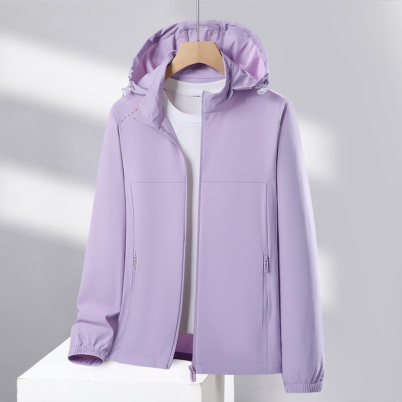 New skin clothes, couples summer hooded ice silk sunscreen clothes, fashionable full-color high elastic thin men's coat