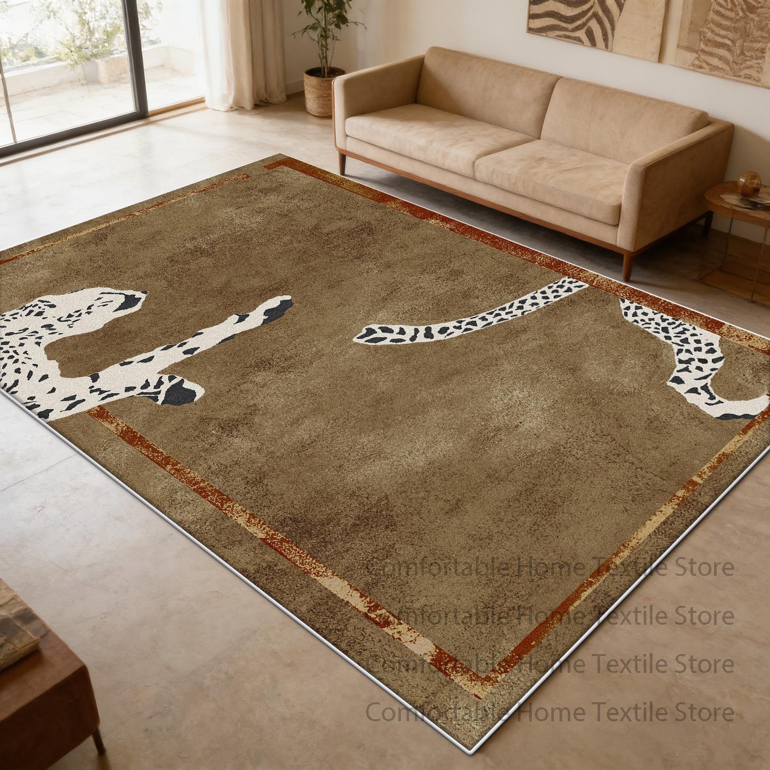 

Light Luxury Animal Pattern Style Living Room Rug Easy Clean Fluffy Large Area Floor Mat Decoration Bedroom Non-slip Soft Carpet 60x90cm