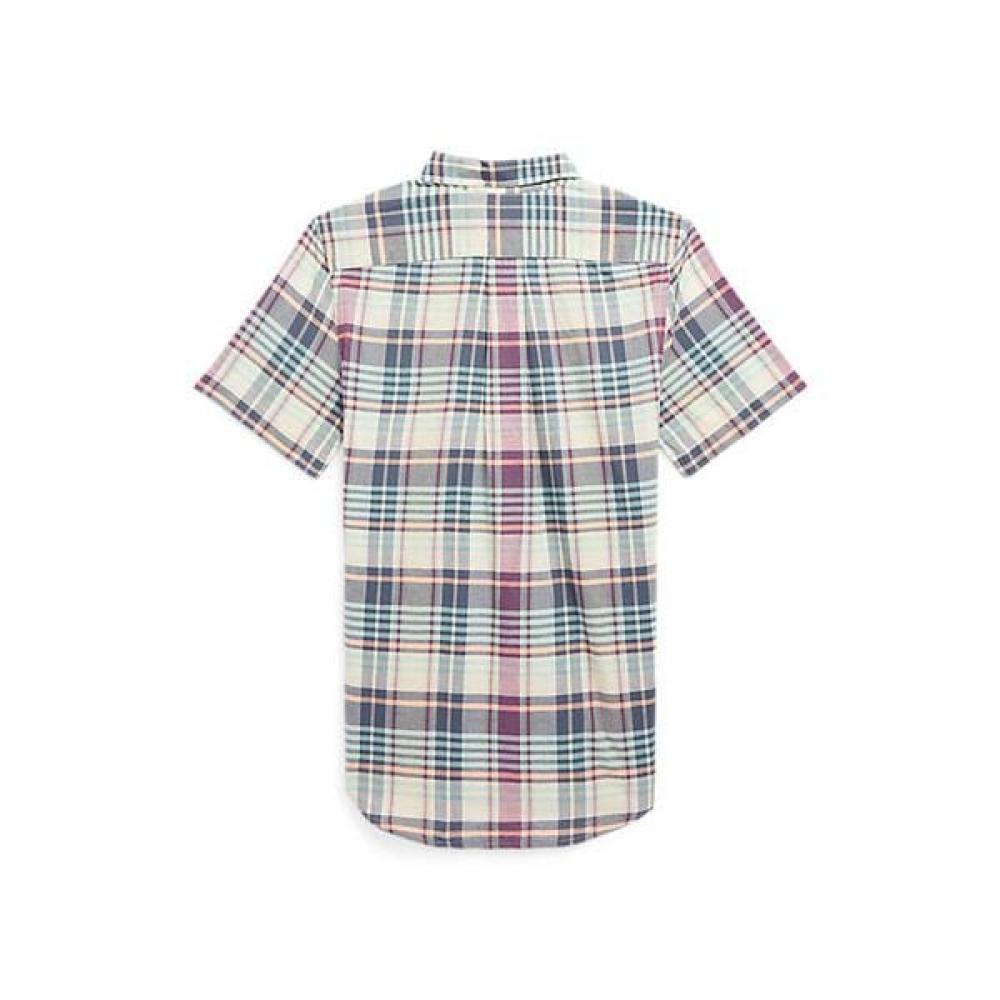 Polo Kids Boys Indigo Cotton Madras Short Sleeve Shirt Cwpowovy6820347999