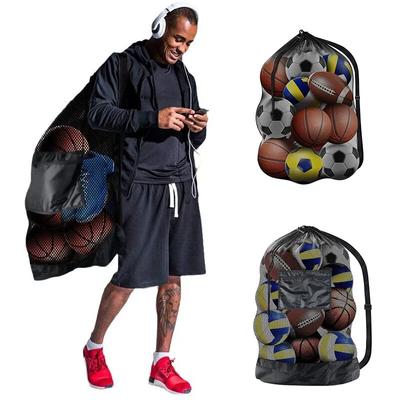 Basketbol Futbol Voleybol Ayarlanabilir İpli Omuz Çantası Topu Spor Eğitim Ekipmanlarını Saklamak için Büyük Örgü Çanta