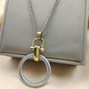 Creative Fashion Trend Round Cable Twisted Circle Pendant Stainless Steel Women's Versatile Clothing Necklace