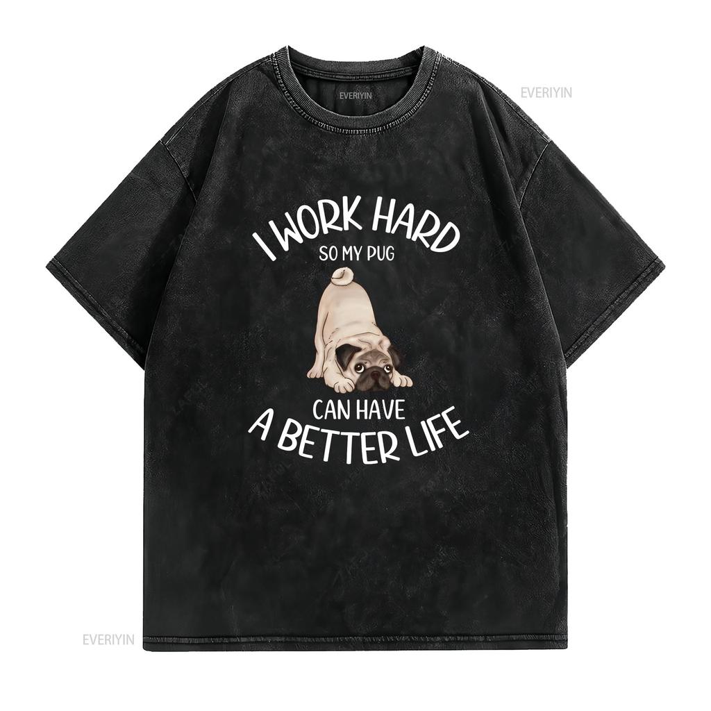 Pug T Shirt Funny Mom Owner GifT for Dog Lover vintage Washed Stylish fashion Versatile Breathable Comfortable designer clothes