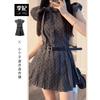 Small gray polka dot dress children's summer new miu wear waist a word pleated skirt