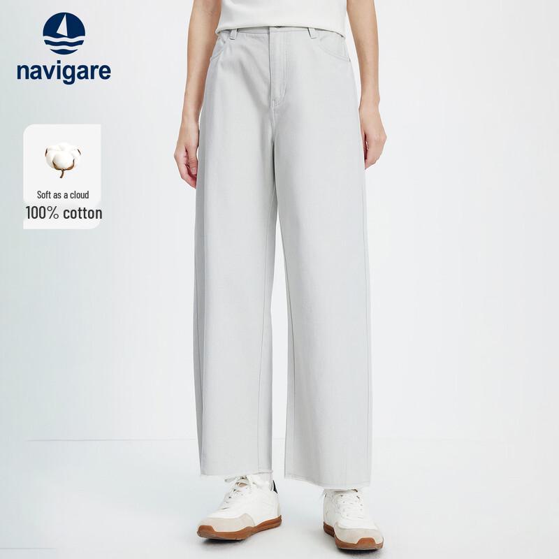 Navigare Women's Cotton Wide-Leg Cropped Banana Pants