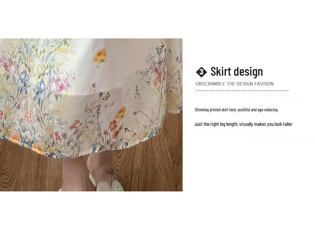 Women's Summer Spaghetti Strap Two-Piece Dress Set: Pure Style, Heavy Duty Print, Slimming Waist, Versatile Long Dress