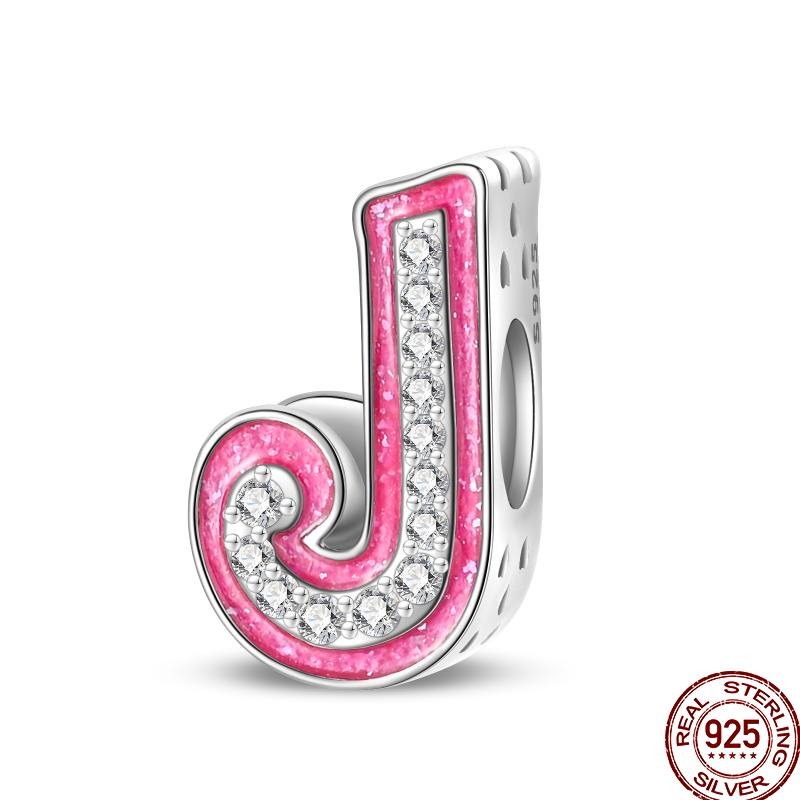 Copper Pink 26 Letters Valentine'S Day Gift Beads Suitable For Pan Original Bracelet Diy Birthday