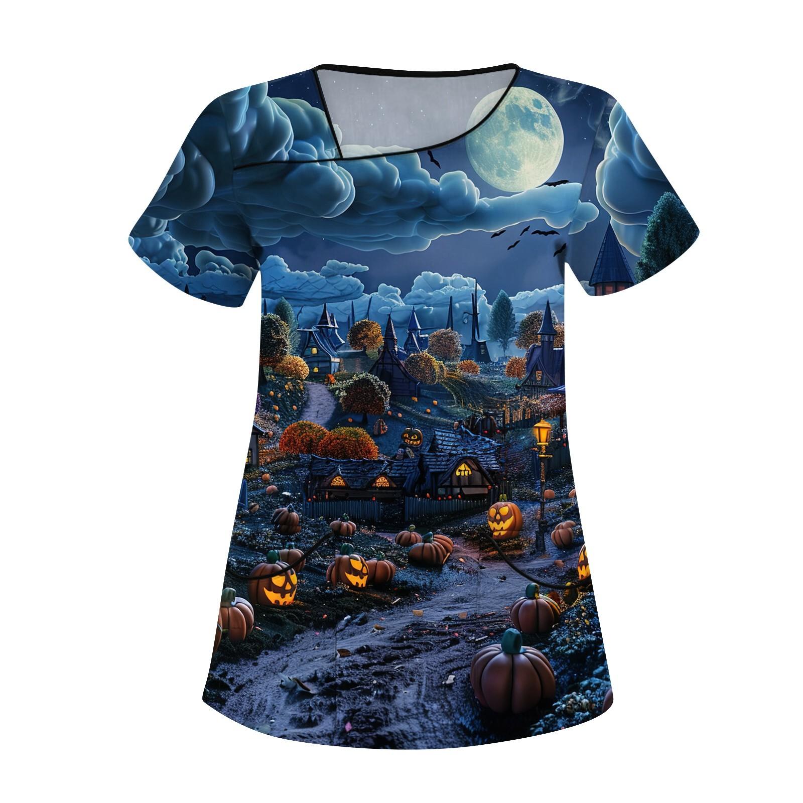 

Женская рабочая одежда с принтом, покатый воротник и двухслойные карманы, базовый верхний пуловер XXL