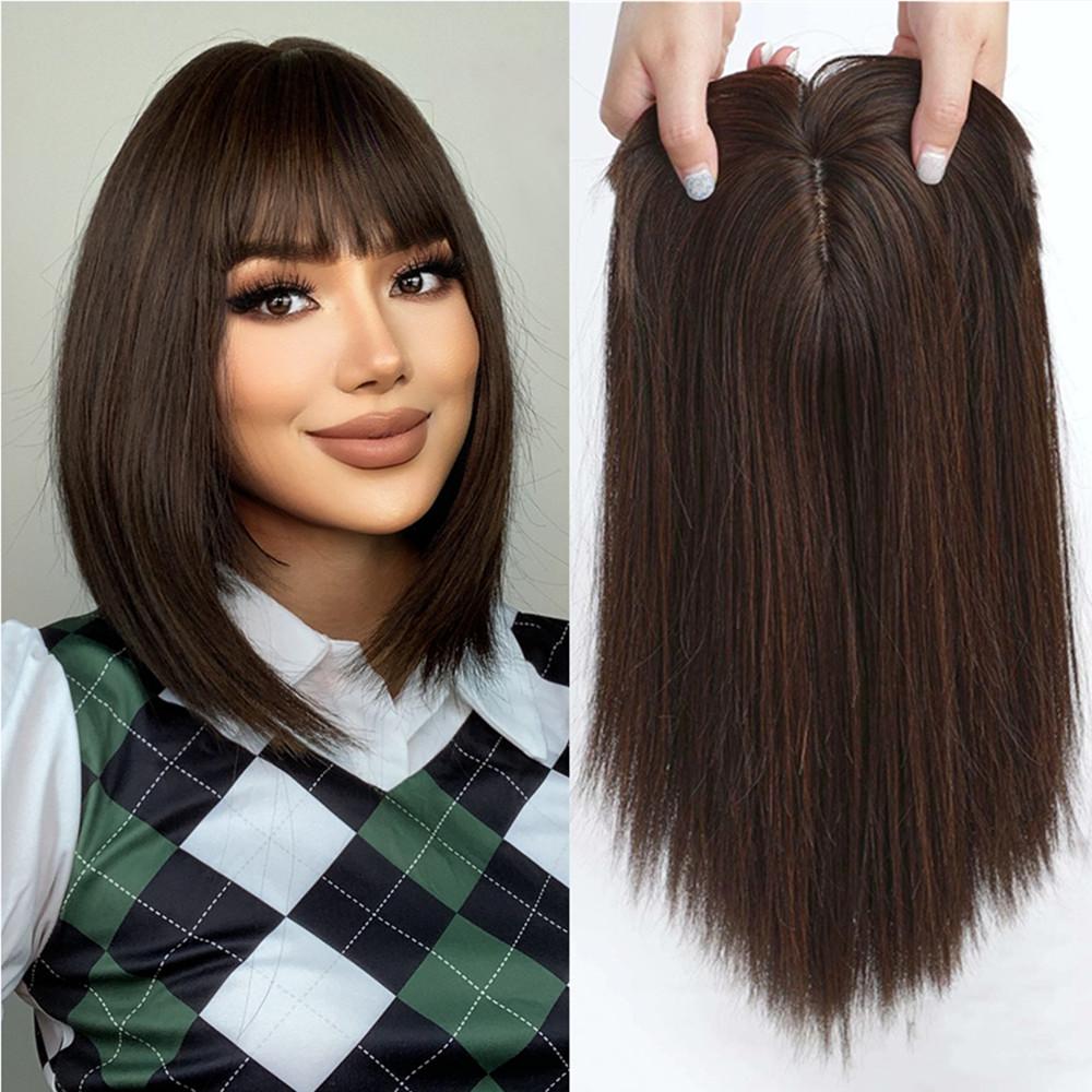 

Синтетические волосы, натуральная заколка для прямых волос, парики для женщин, шиньон с челкой, термостойкое волокно