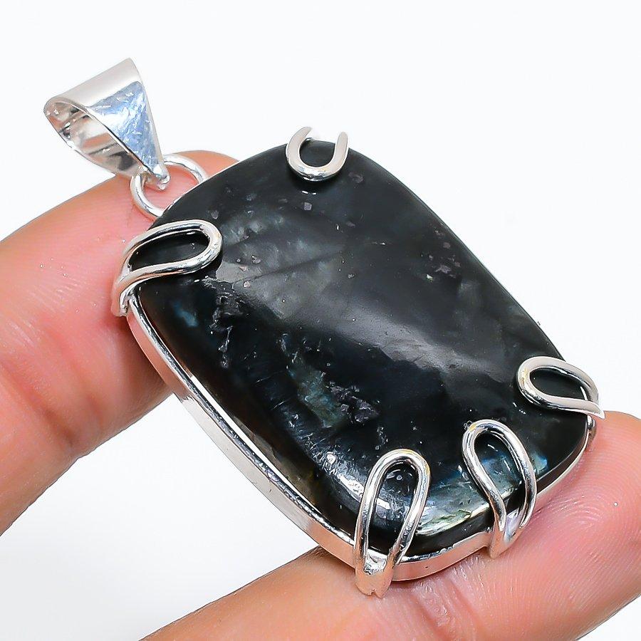 

Этнический ювелирный кулон ручной работы с драгоценным камнем Ларвикит, 1,97 дюйма, VR-3733