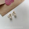 Retro cotton large pearl mosquito coil disc earrings MOM light luxury premium French stud earrings without ear clips