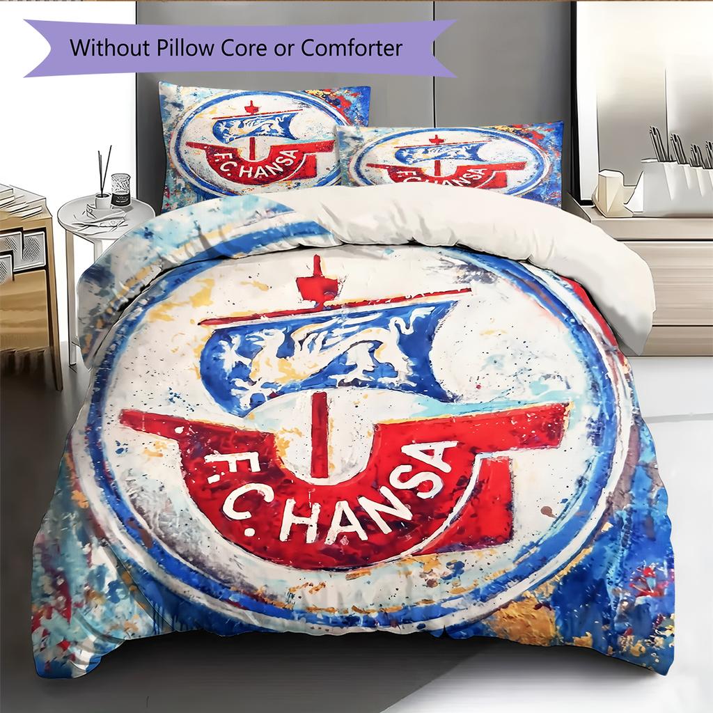 Lufthansa team Pattern Bedding Home Decoration Birthday Gift (1 * duvet cover + 2 * pillowcase, without core)