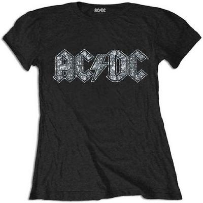 Ac_Dc Voltage Diamonte Band Logo Junior Fit T Shirt
