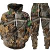 European and American Summer 3D Sweater Popular Fishing Camping Digital Printing Men's Fashion Trend Hoodie Set