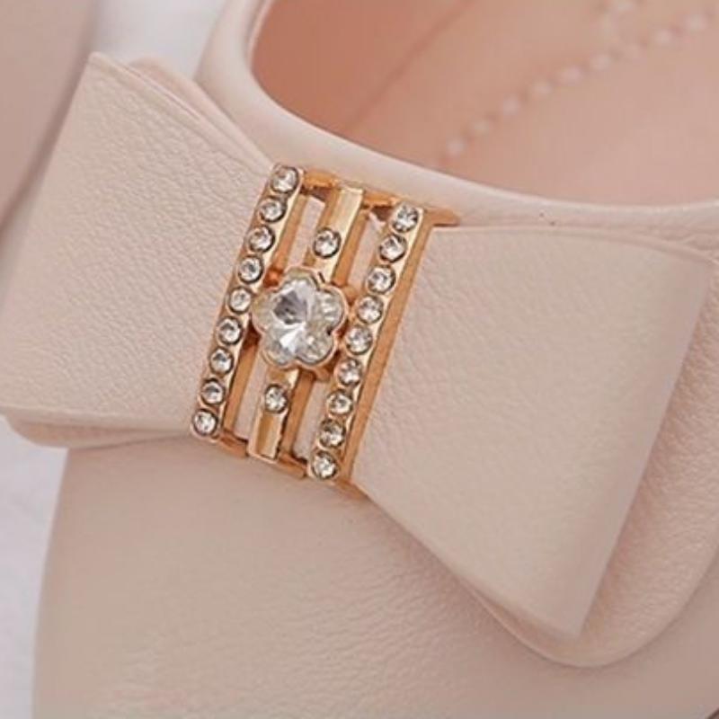 Women Pointed Toe Solid Color Shoes Ladies Non-slip Middle Heel Rhinestone Shoes Shallow Mouth Comfortable Shoes Footwears