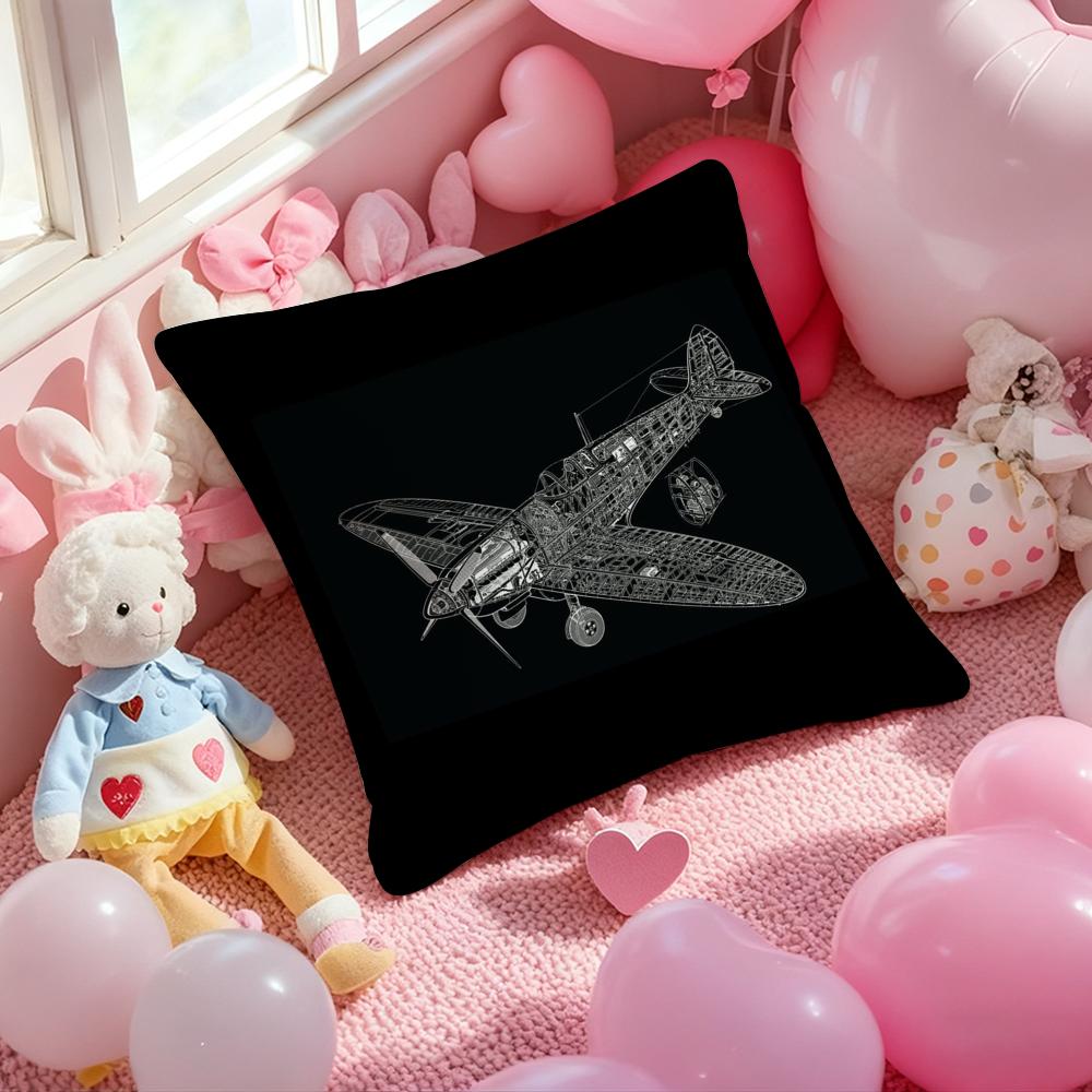 Aircraft hand drawing Air Cushion Cover Pattern Printed Pillowcase for Living Room Sofa Cushion Cover & Bedroom Decor