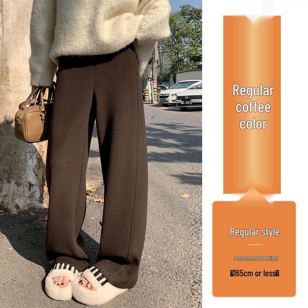White Cashmere Wide-Leg Sweatpants: Women's 2025 Autumn/Winter High-Waisted Soft Velvet Rice Pants