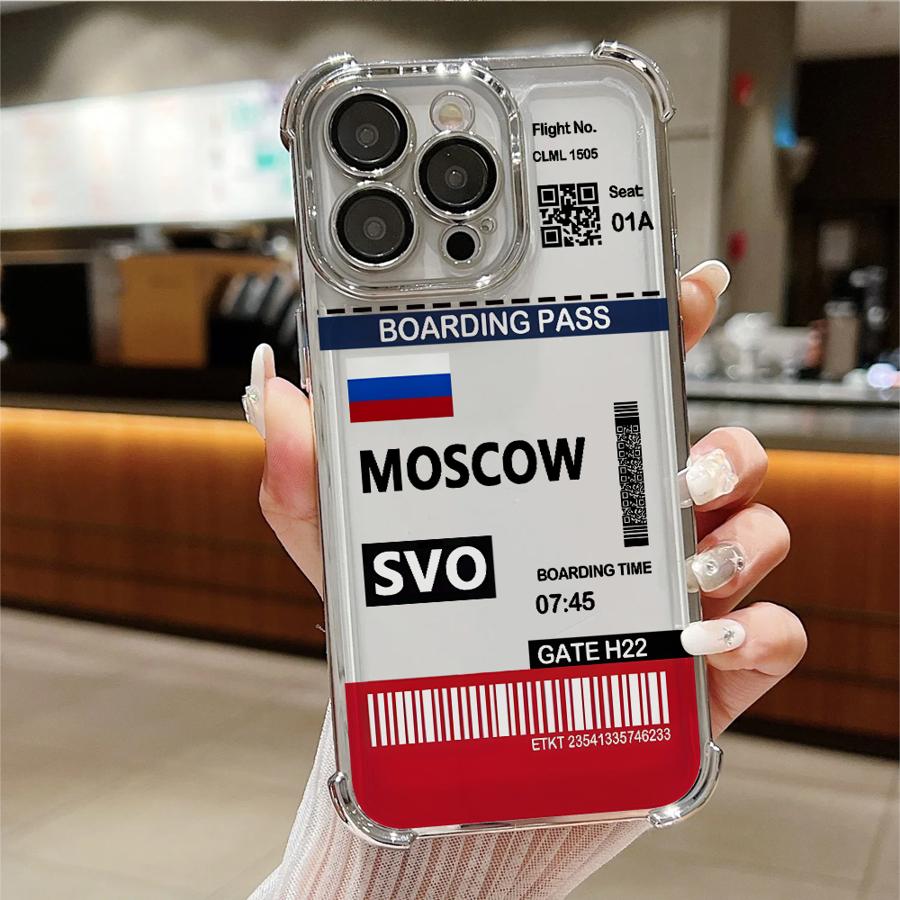 Hot Air Dubai Moscow Label Case for iPhone 16 15 14 Plus 16e 13 12 11 Pro Max 17 Air Soft Cover