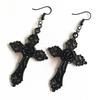 Best-Selling Gothic Cross Earrings with Red Rose In Traditional Style - Unique Large Pendant