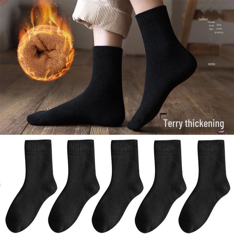 "Plush Thick Winter Mid-Tube Terry Socks: Cold-Resistant Towel Floor Socks for Men and Women"