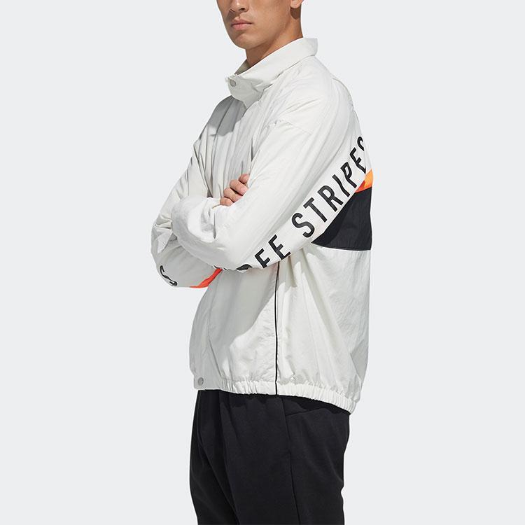Adidas Essentials Logo Print Sport Stand Collar Jacket Men Jackets Grey HN8480