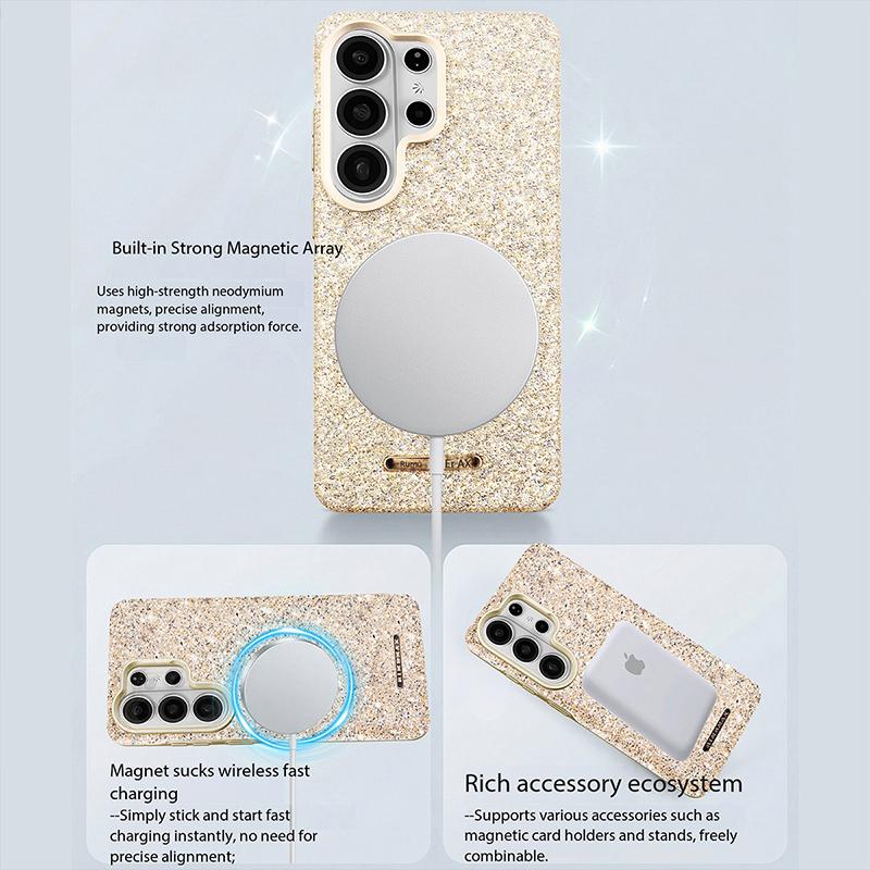 Prémiové magnetické pouzdro s kamínky Bling pro Samsung Galaxy S26 Ultra S25+ Plus S24 Módní dámský kryt Dívky Manželka Její