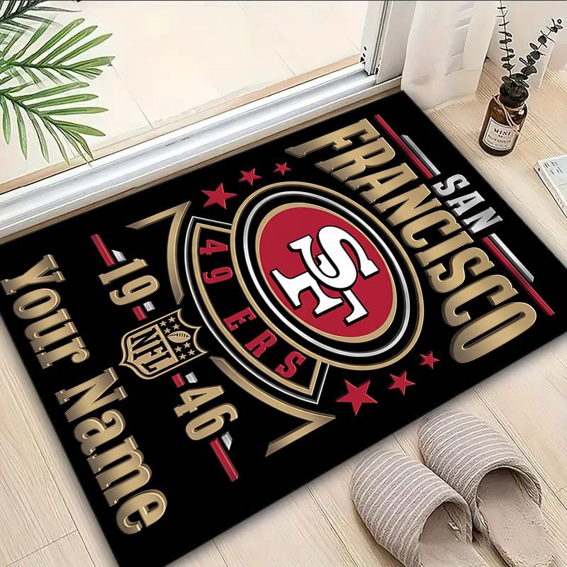 Custom Name Rug Vintage 49ers Football Area Rug Suitable for Indoor And Outdoor,Carpets for Homes, Offices,Living Rooms,Home Decor,Christmas Gift