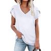 Solid-Color V-neck Short-Sleeve T-shirt Solid V-neck Short sleeve Overfit t-shirt Women