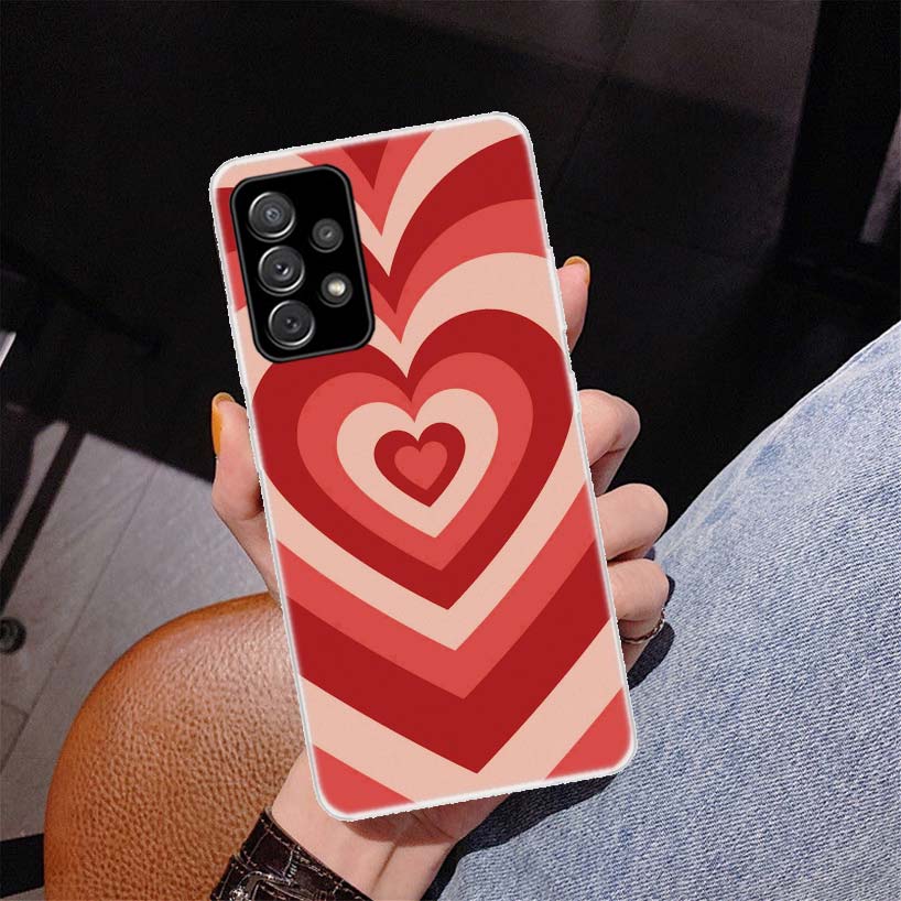 Fashion Purple Heart Swirl Circle Cover Phone Case For Samsung Galaxy A53 A52 A73 A72 A12 5G A13 A22 A23 A32 A33 A02S A03S A42 A