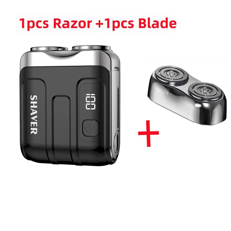 New Mini Electric Shaver Household Car Smart Shaver Digital Display Dual Blade Rechargeable Shaver Powerful Beard Trimmer Tool